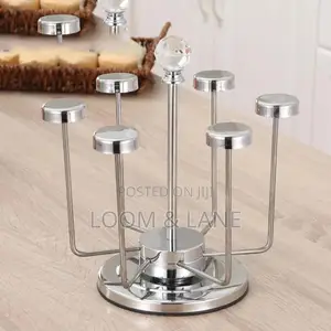 Rotating Stainless Steel 6 Glasses Holder Rack