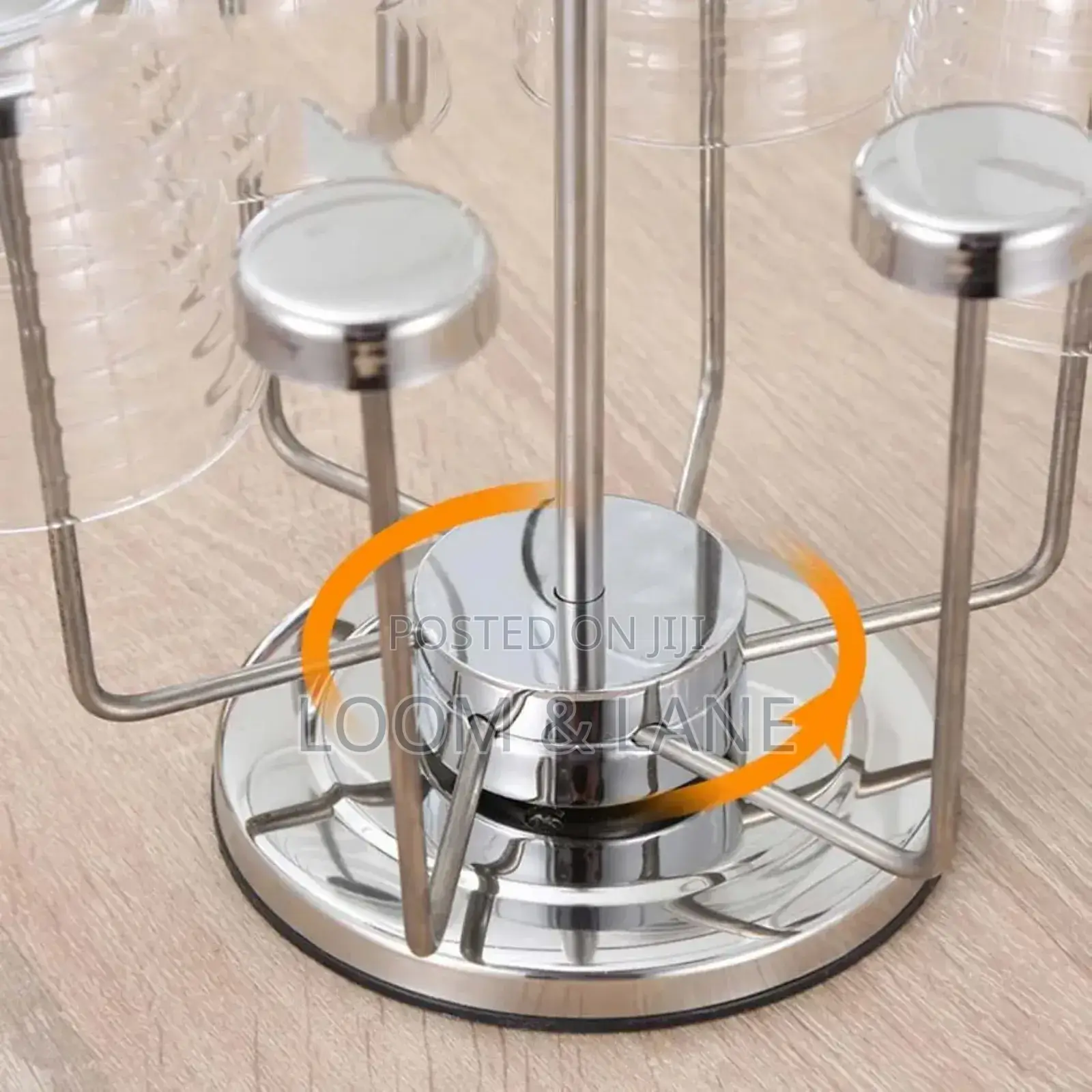 Rotating Stainless Steel 6 Glasses Holder Rack