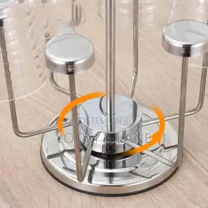 Rotating Stainless Steel 6 Glasses Holder Rack