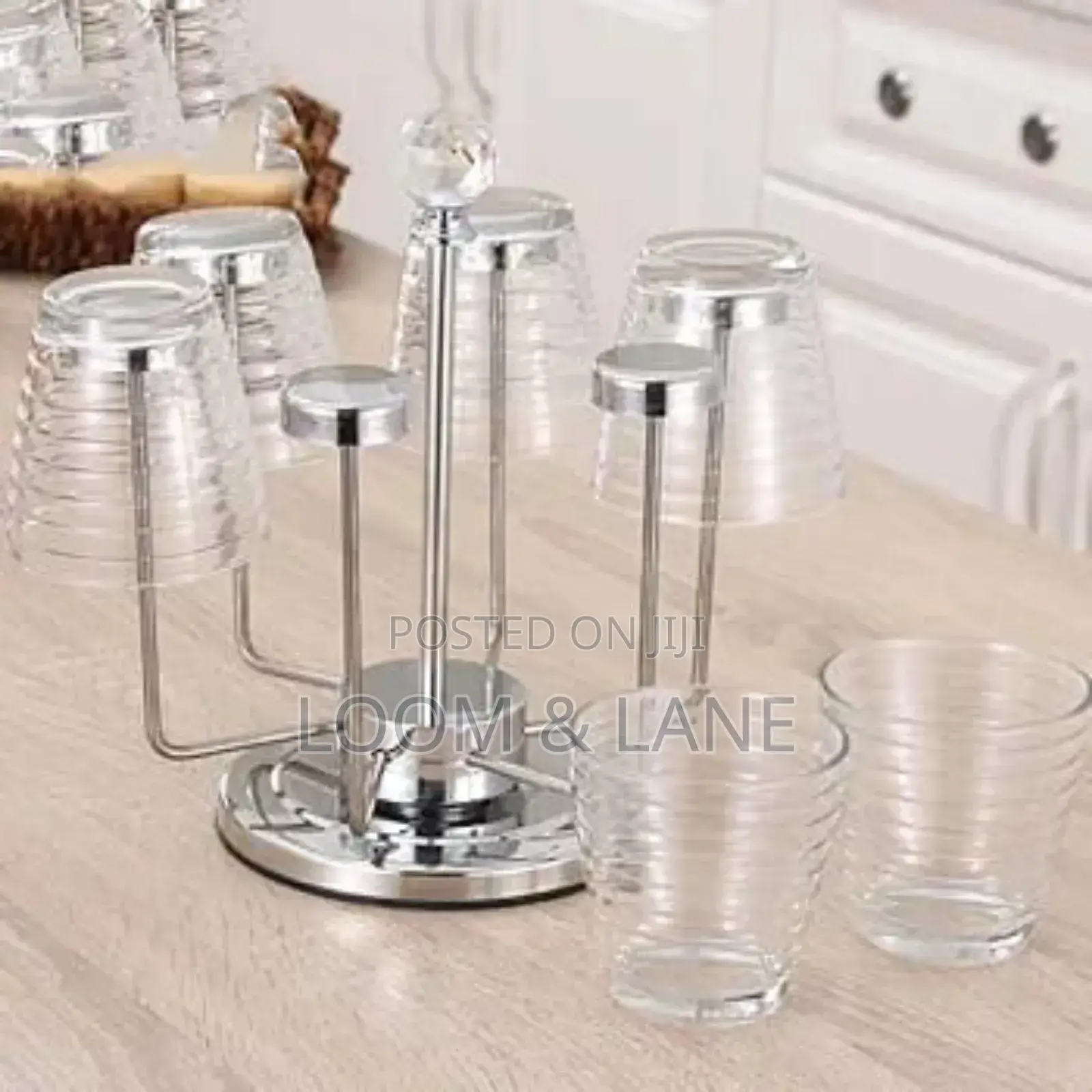 Rotating Stainless Steel 6 Glasses Holder Rack