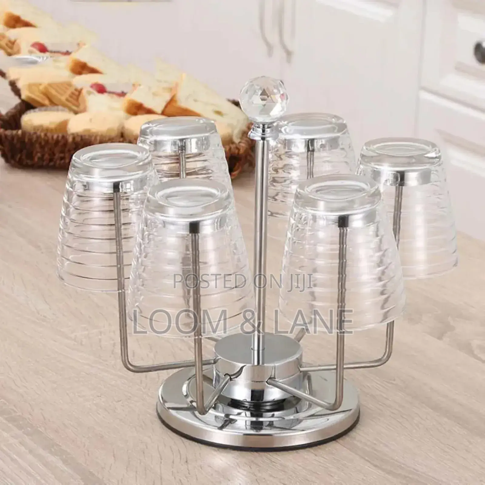 Rotating Stainless Steel 6 Glasses Holder Rack
