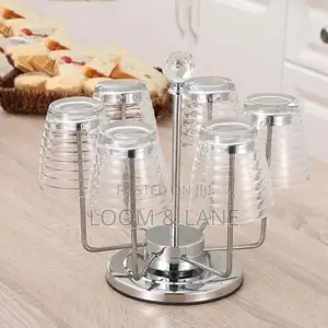 Rotating Stainless Steel 6 Glasses Holder Rack