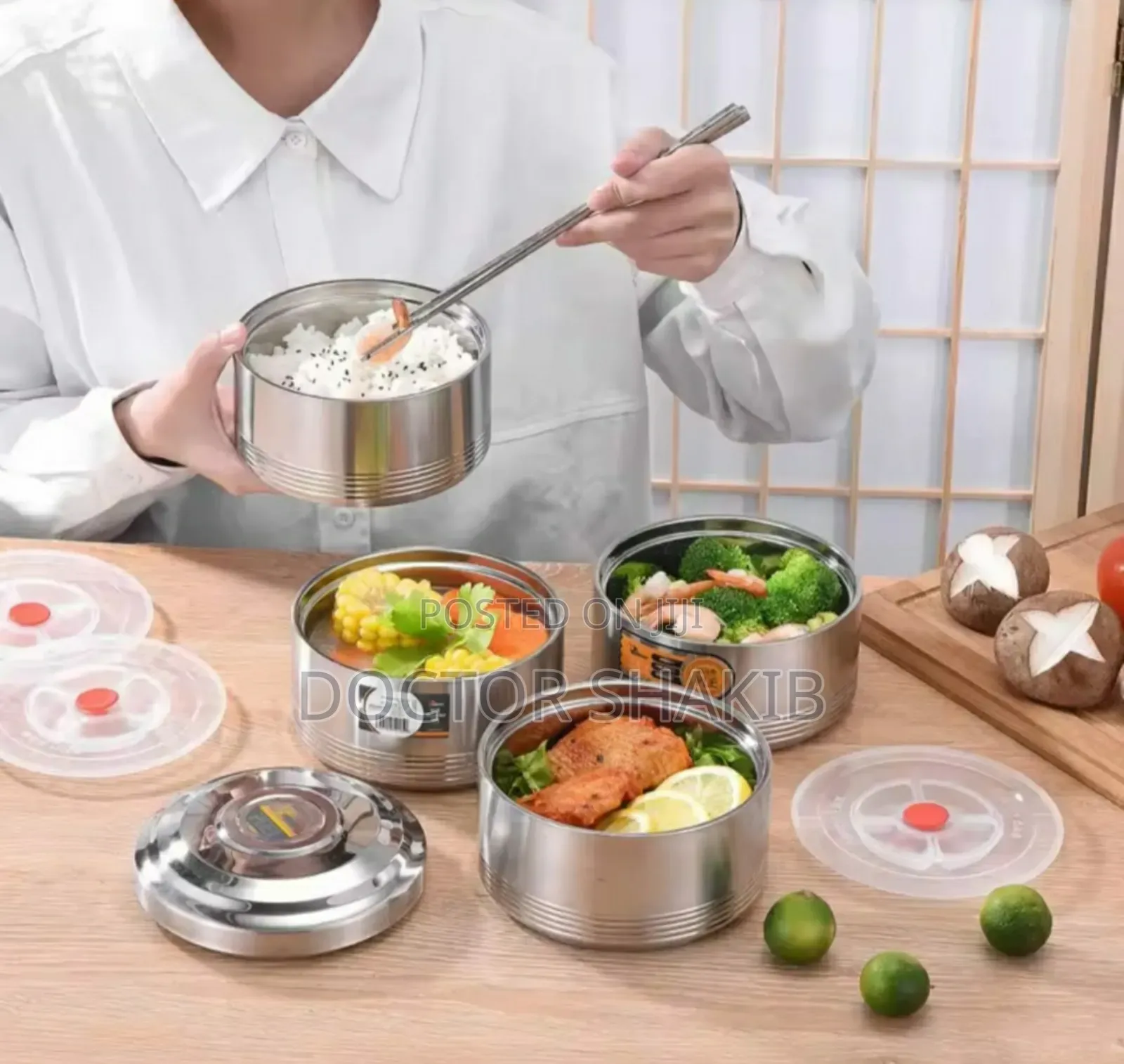New Stainless Steel 4 Layer Food Container Carrier Lunch Box