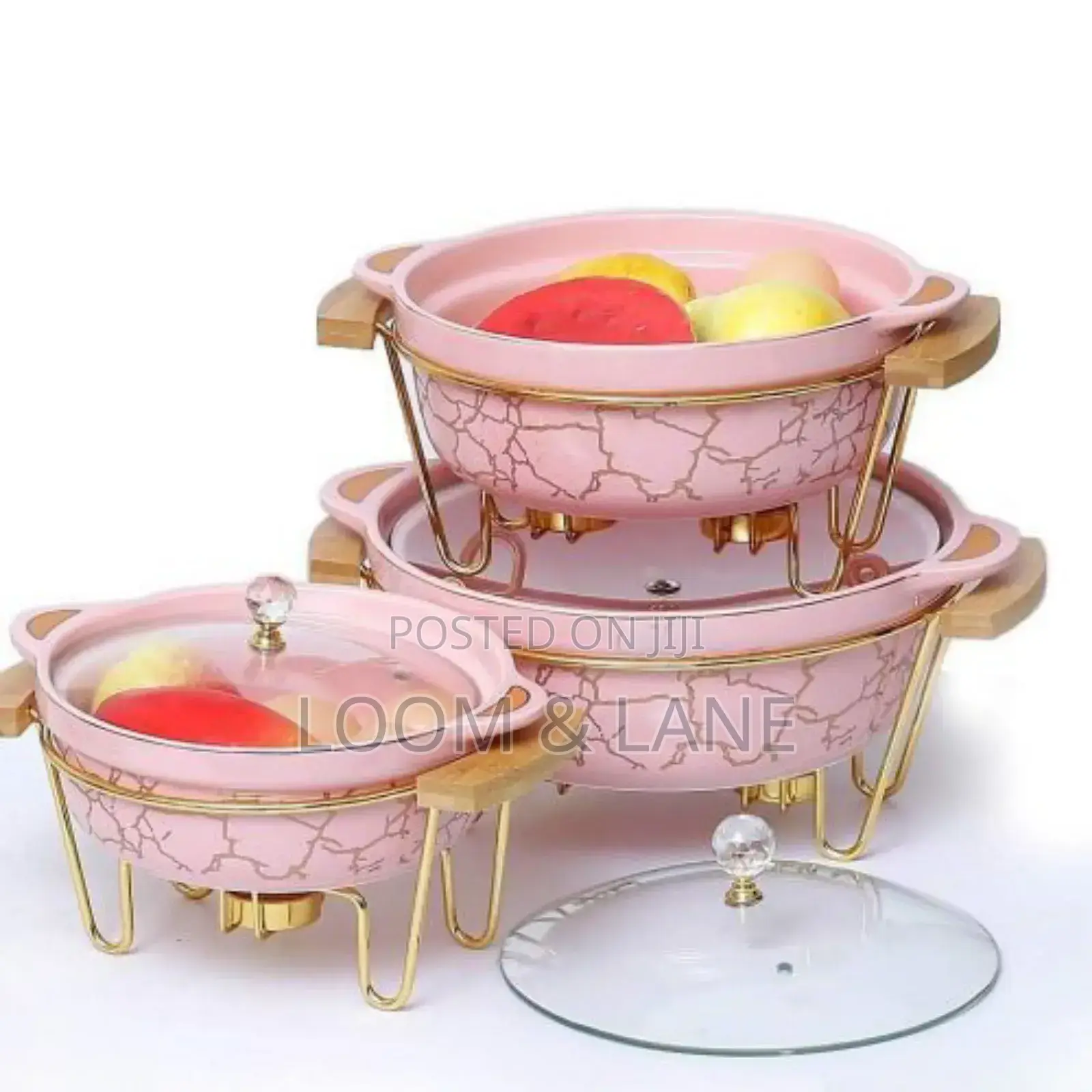 3pc Ceramic Food Warmer/ Chafing Dish
