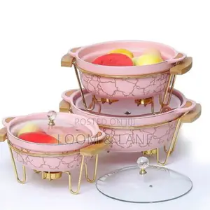 3pc Ceramic Food Warmer/ Chafing Dish