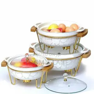 3pc Ceramic Food Warmer/ Chafing Dish