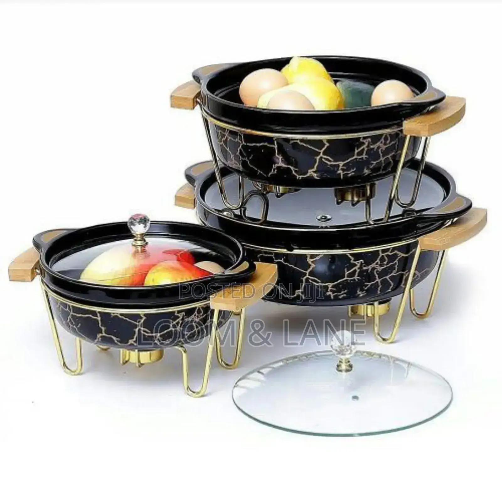3pc Ceramic Food Warmer/ Chafing Dish