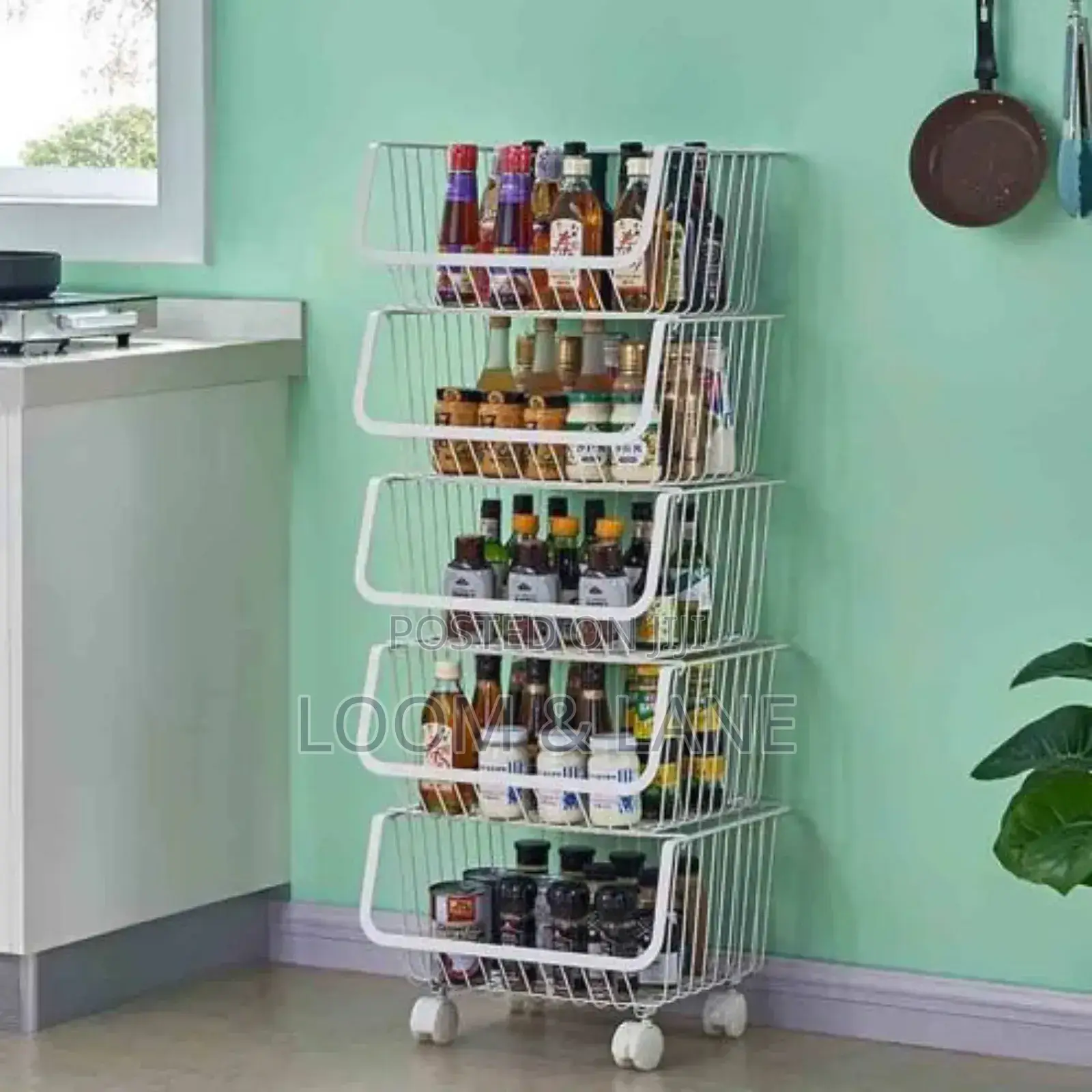 Metallic Pantry Storage Bin Rack