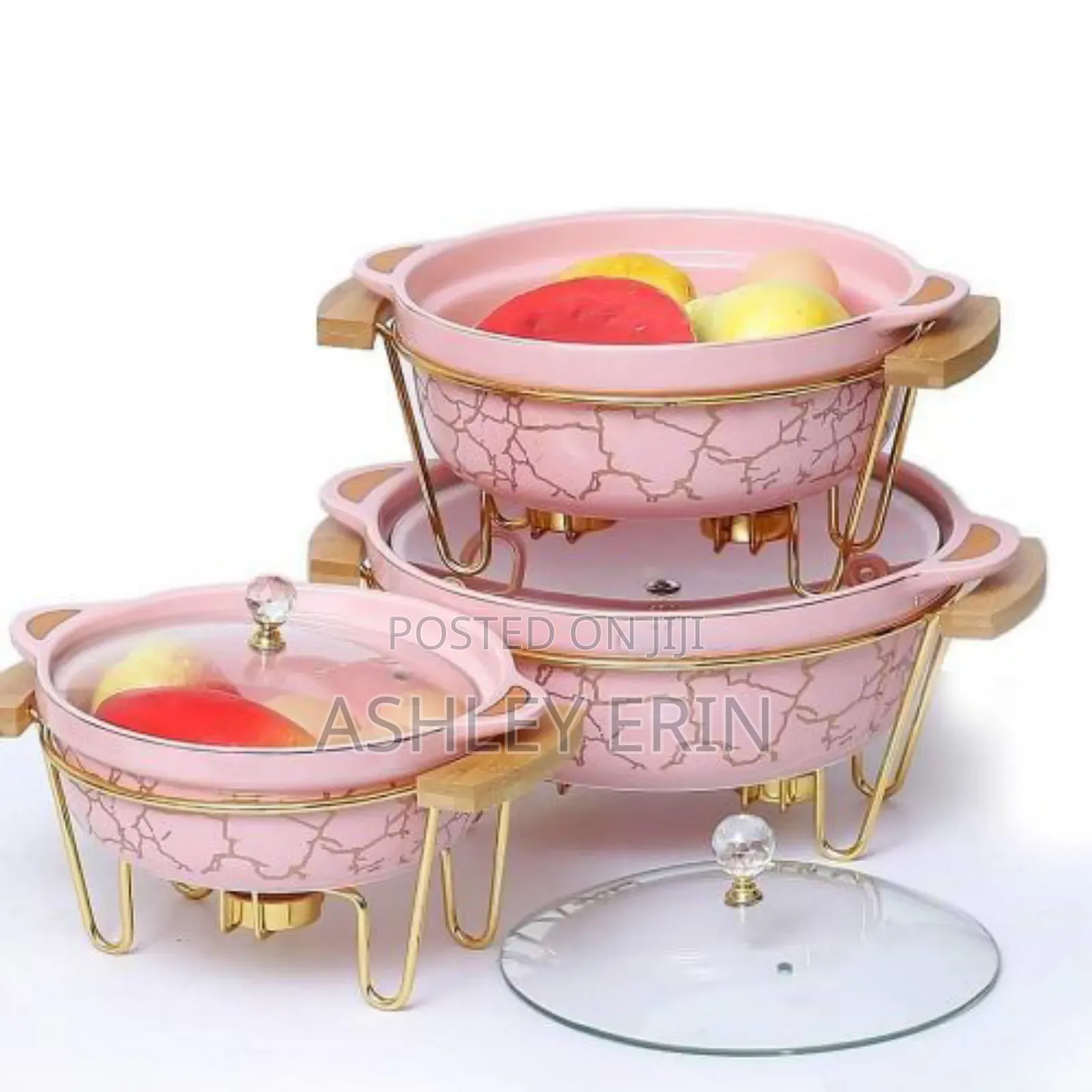 3pcs Ceramic Food Warmer Chafing Dish .
