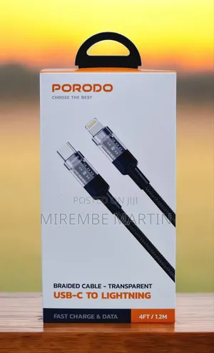 Porodo Braided Transparent Usb C to Lightning 30w Cable