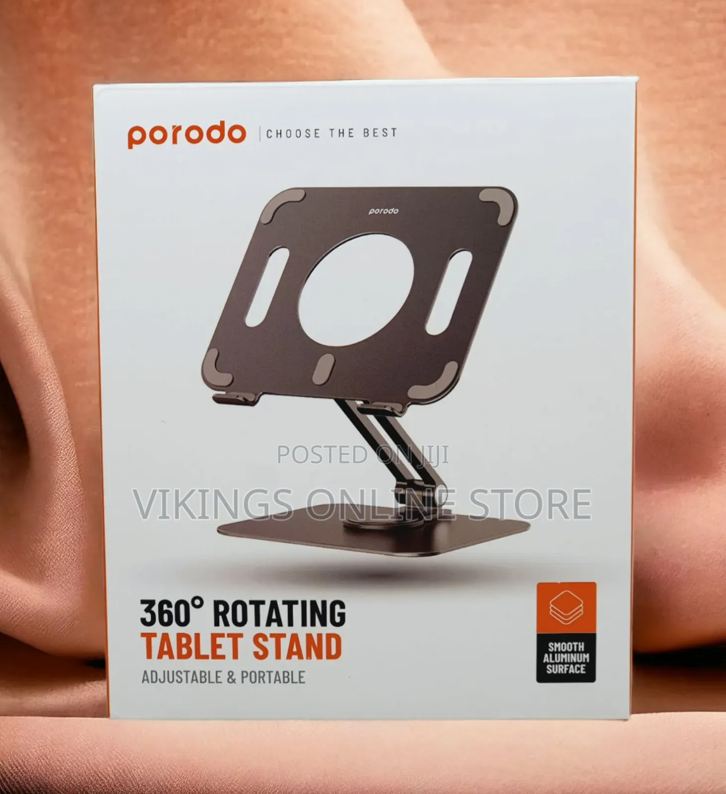 Porodo 360 Degree Rotating Tablet Stand Adjustable . Gray