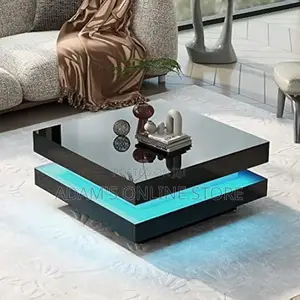 Black Led Lights Certer Table Square