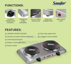Sonifer Electric Double Solid Hot Plate
