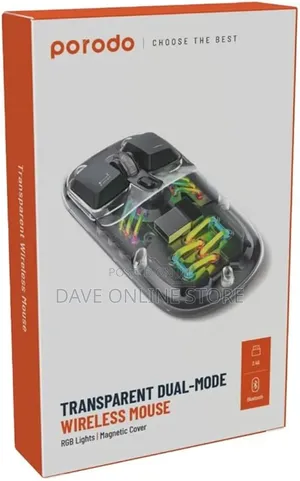 Porodo Transparent Dual-Mode Wireless Mouse RGB Light,