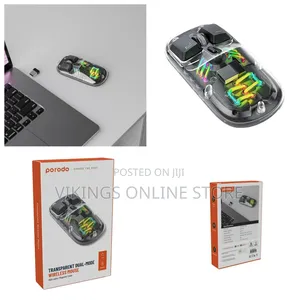 Porodo Wireless Mouse RGB Light, Adjustable Dpi - Black