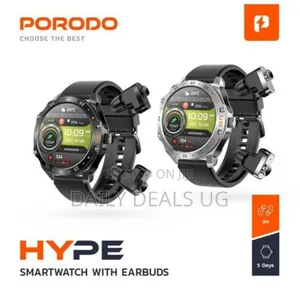Porodo Hype Smartwatch With Earbuds Black