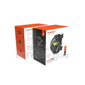 Porodo Hype Smart Watch With Earbuds and Black Leather Band