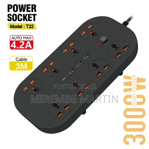 Power Socket- 8 Ac Auto Max 4.2a 3000w/ Cable 3m