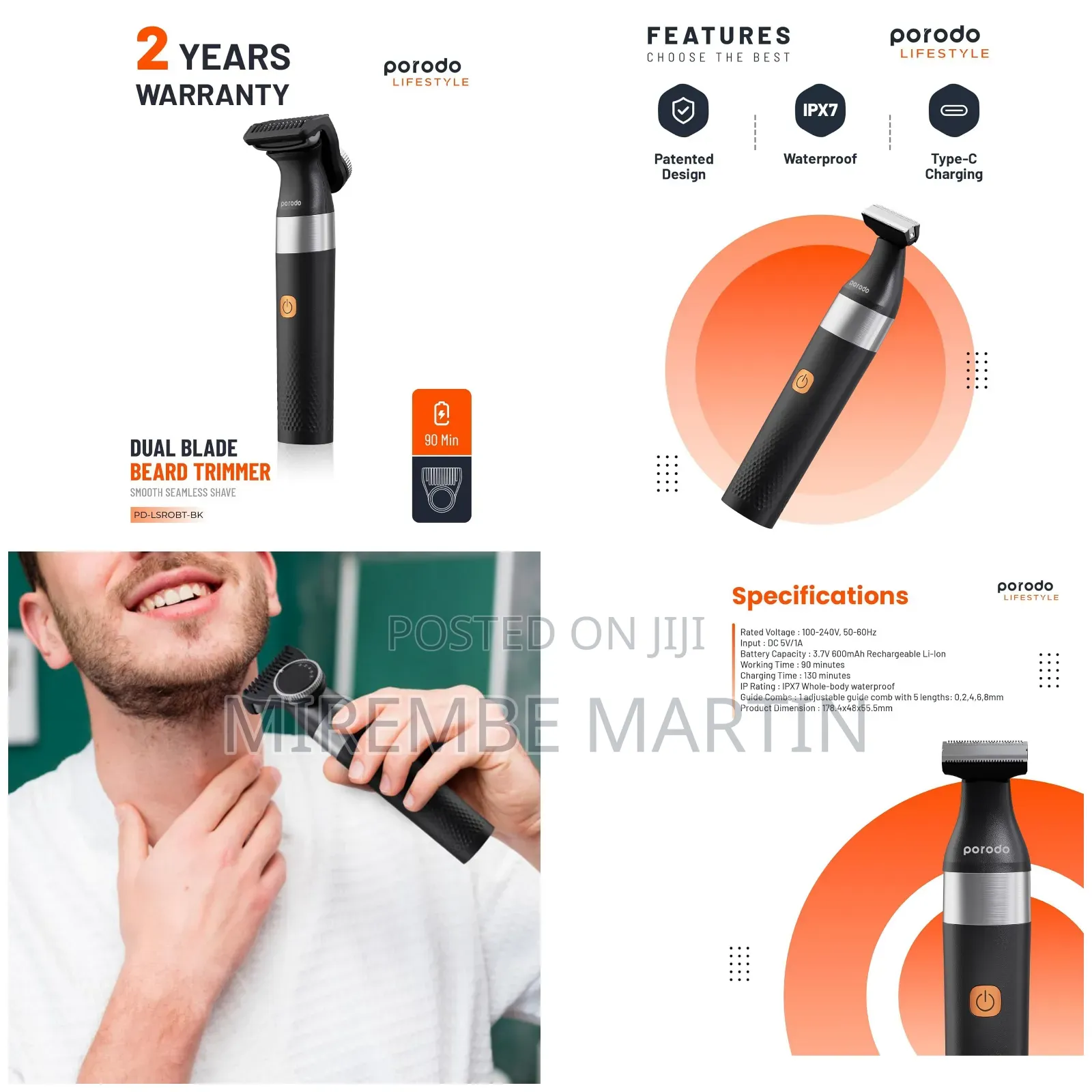 Porodo Dual Blade Pd Rechargeable Shaver