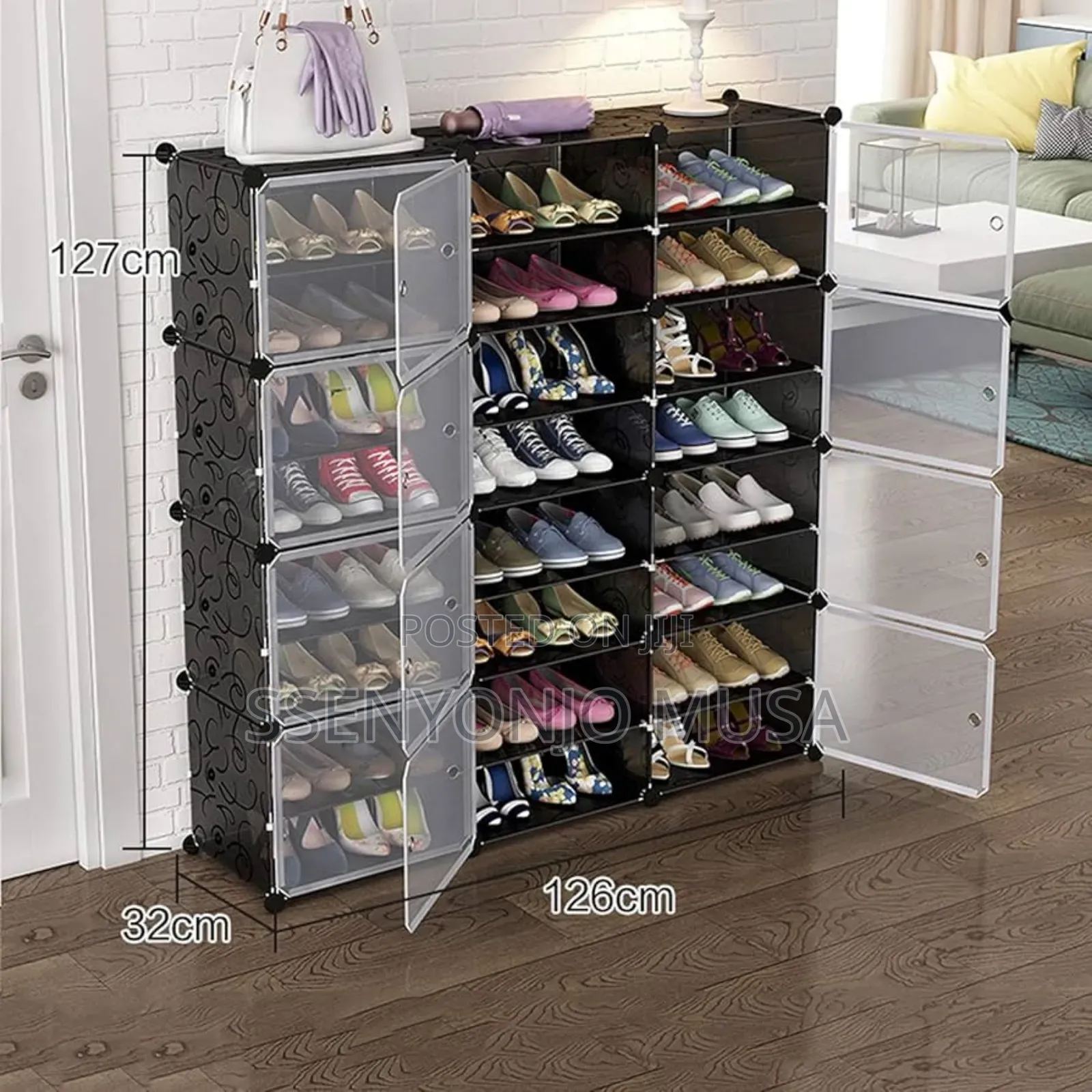 12-layer Plastic Cube Dustproof Shoe Cabinet - For 3 Columns
