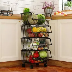 Metallic Pantry Storage Trolley Rack