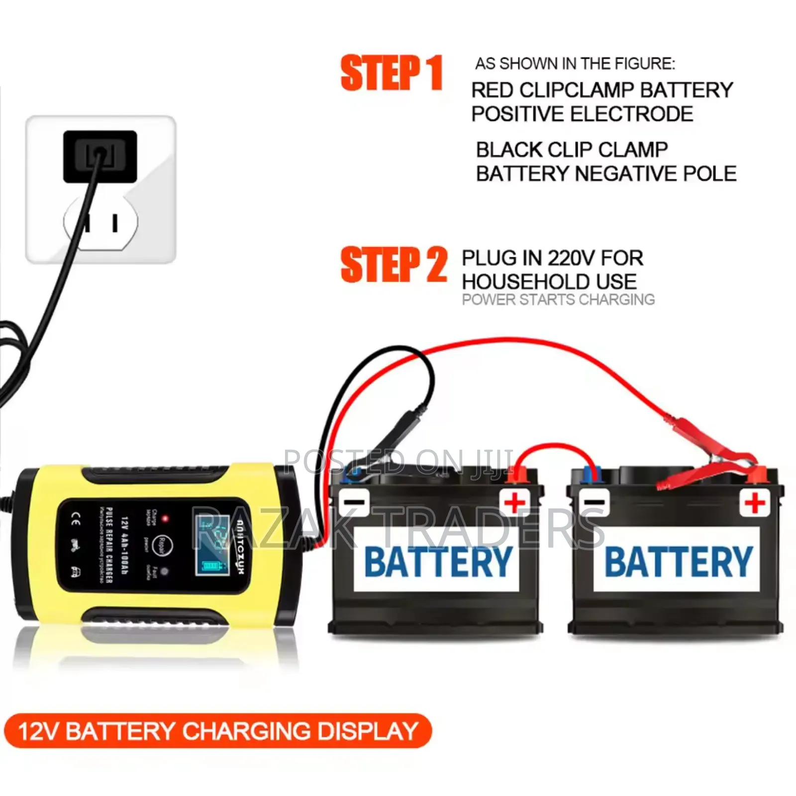 12v 5/6a Intelligent Car Motorcycle Battery Charger Digital