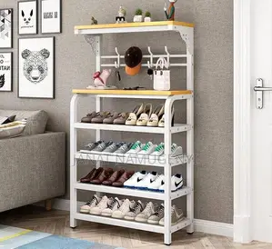 White Strong Metallic Shoe Rack