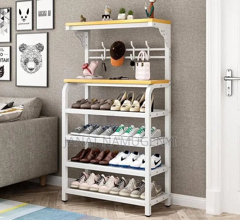 White Strong Metallic Shoe Rack