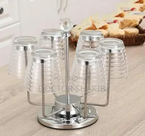 Luxurious Rotating Stainless Steel Glasses Holder Rack - 6pc