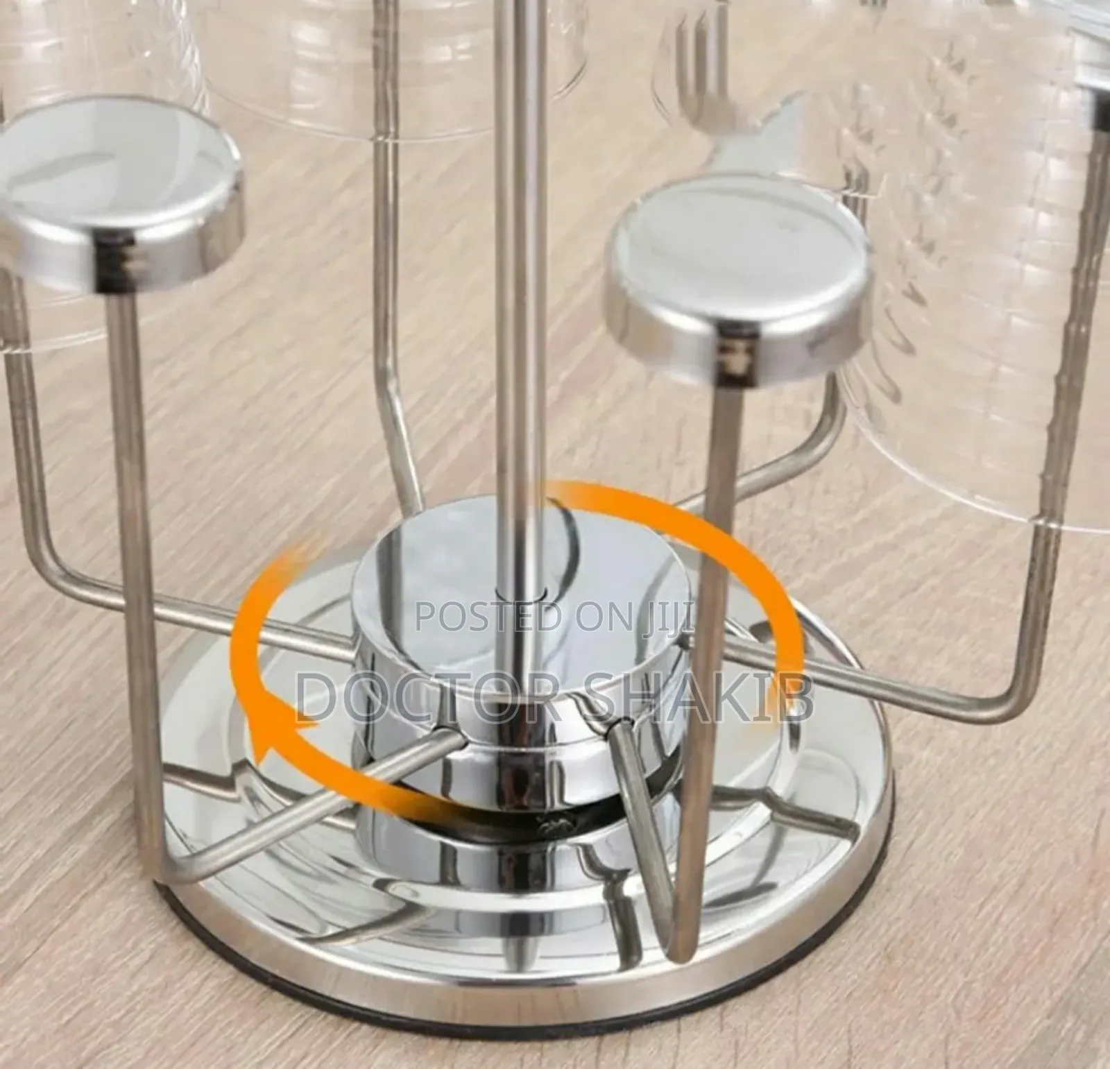 Luxurious Rotating Stainless Steel Glasses Holder Rack - 6pc