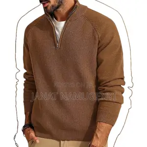 Brown Zipped Unisex Sweater
