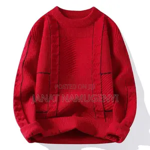 Red With Black Lined Design Sweater