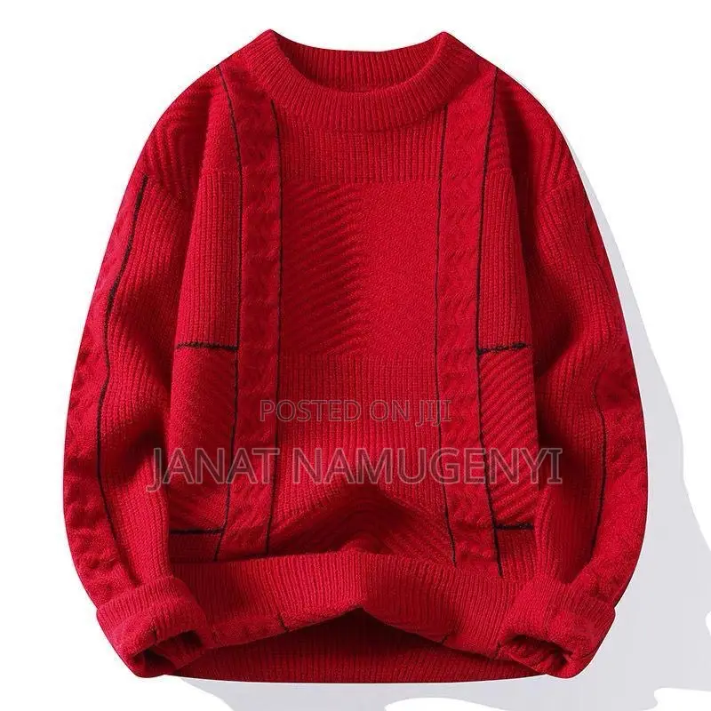 Red With Black Lined Design Sweater
