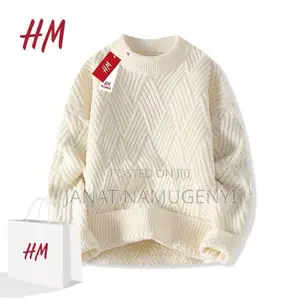 Plain White Round Neck Sweater