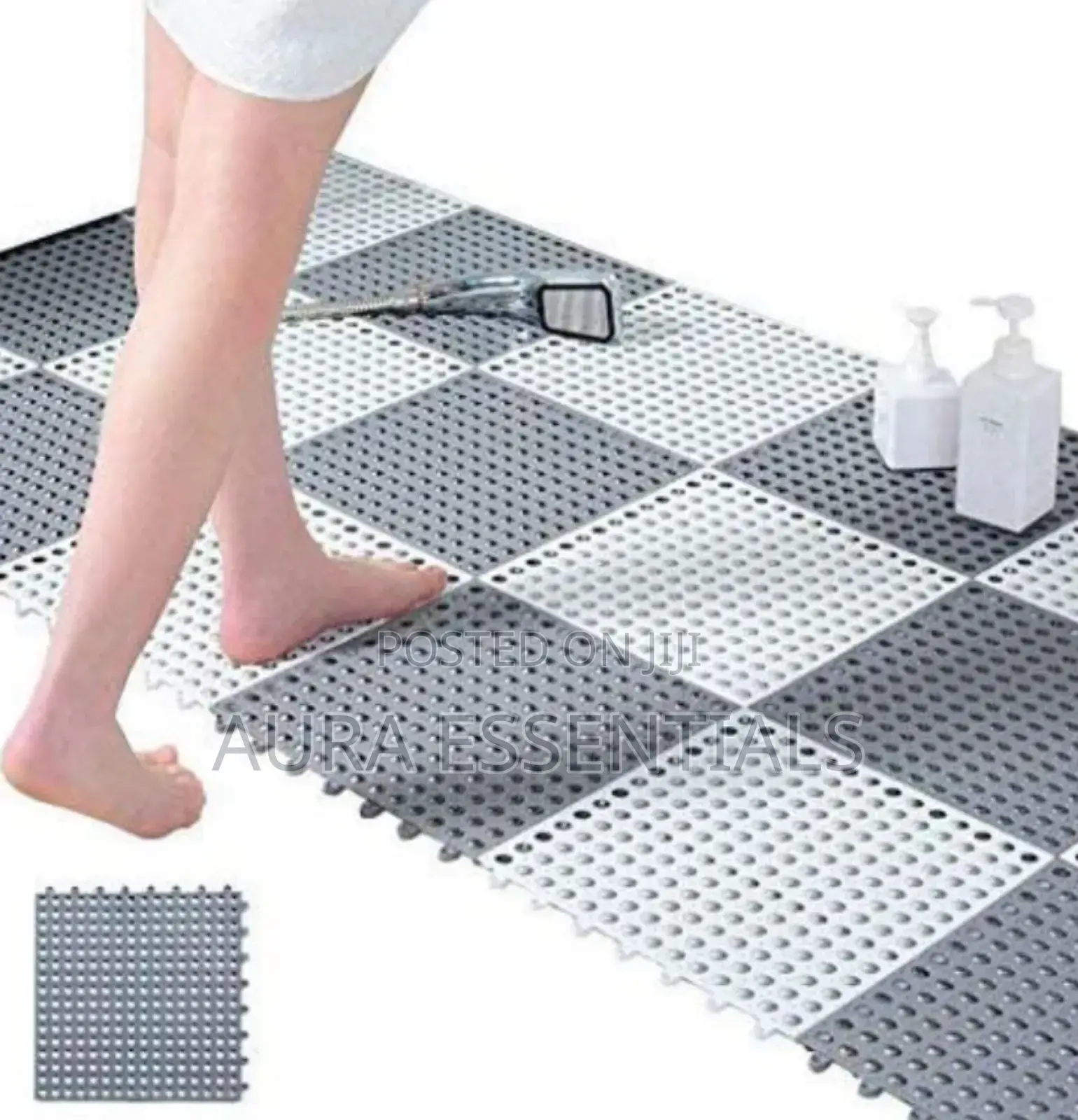 4pcs Interlocking Non Slip Bathroom Floor Tiles Rubber Mat