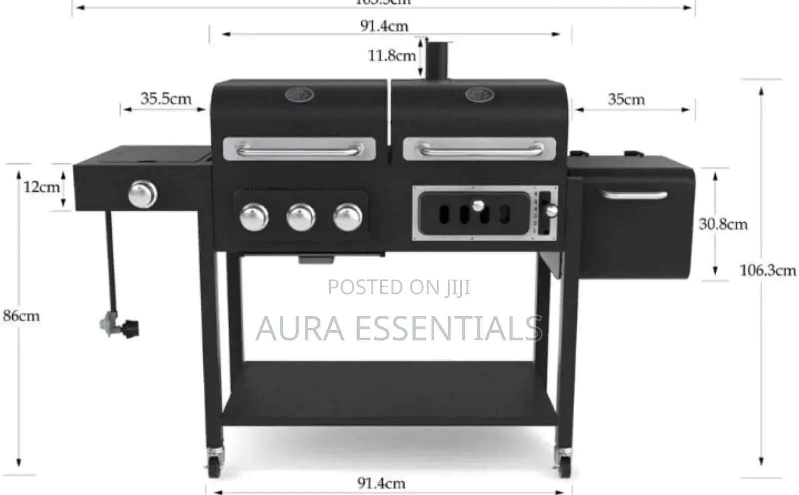 2 in 1 Commercial Luxury Gas Grill + Charcoal Smoker BBQ