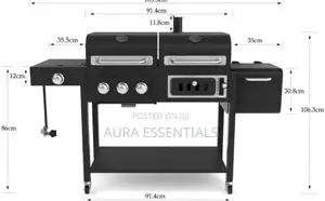 2 in 1 Commercial Luxury Gas Grill + Charcoal Smoker BBQ
