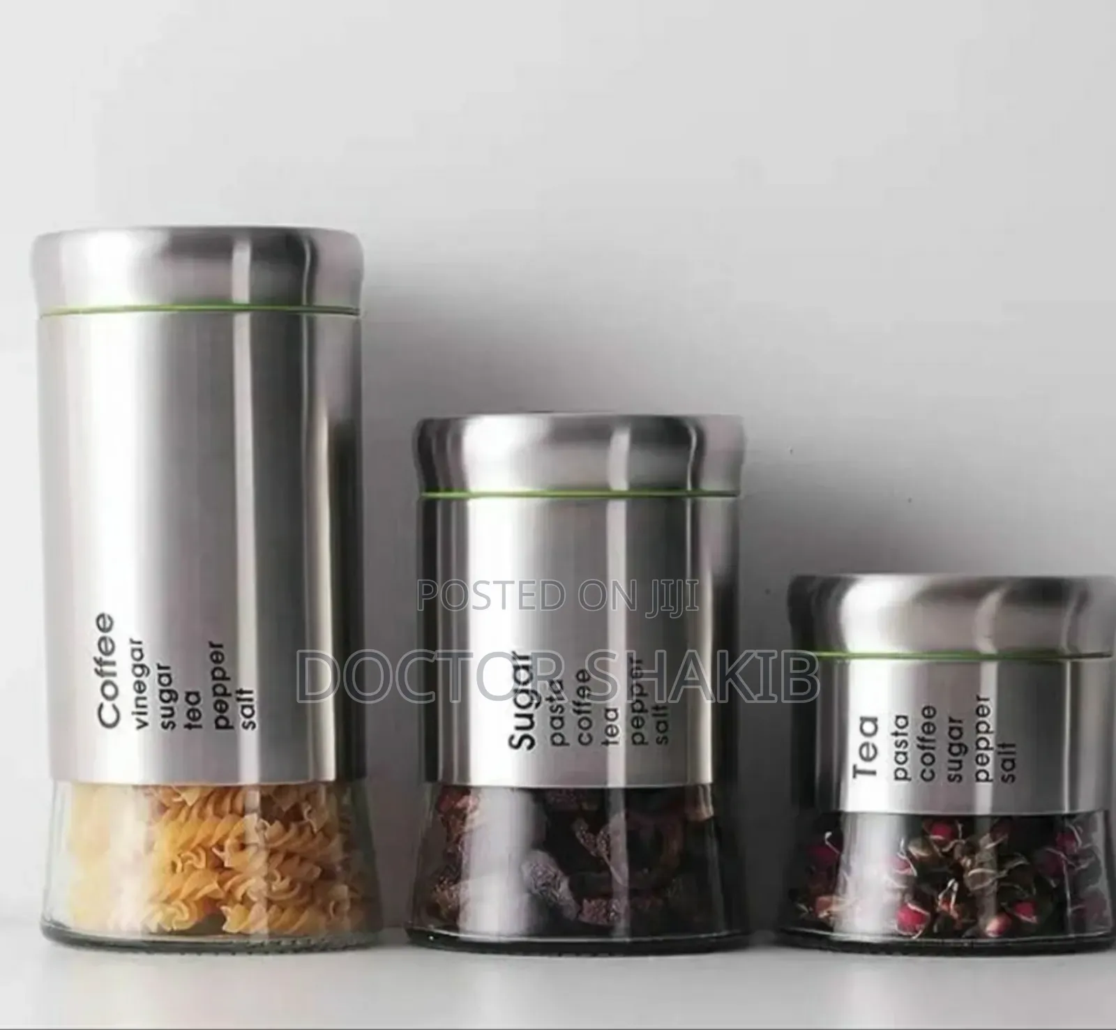 Metal Glass Spice Jars - 3pcs