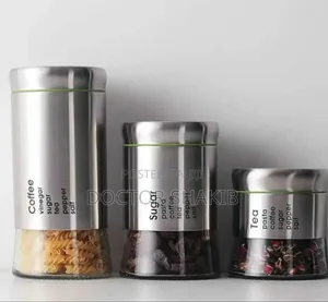 Metal Glass Spice Jars - 3pcs