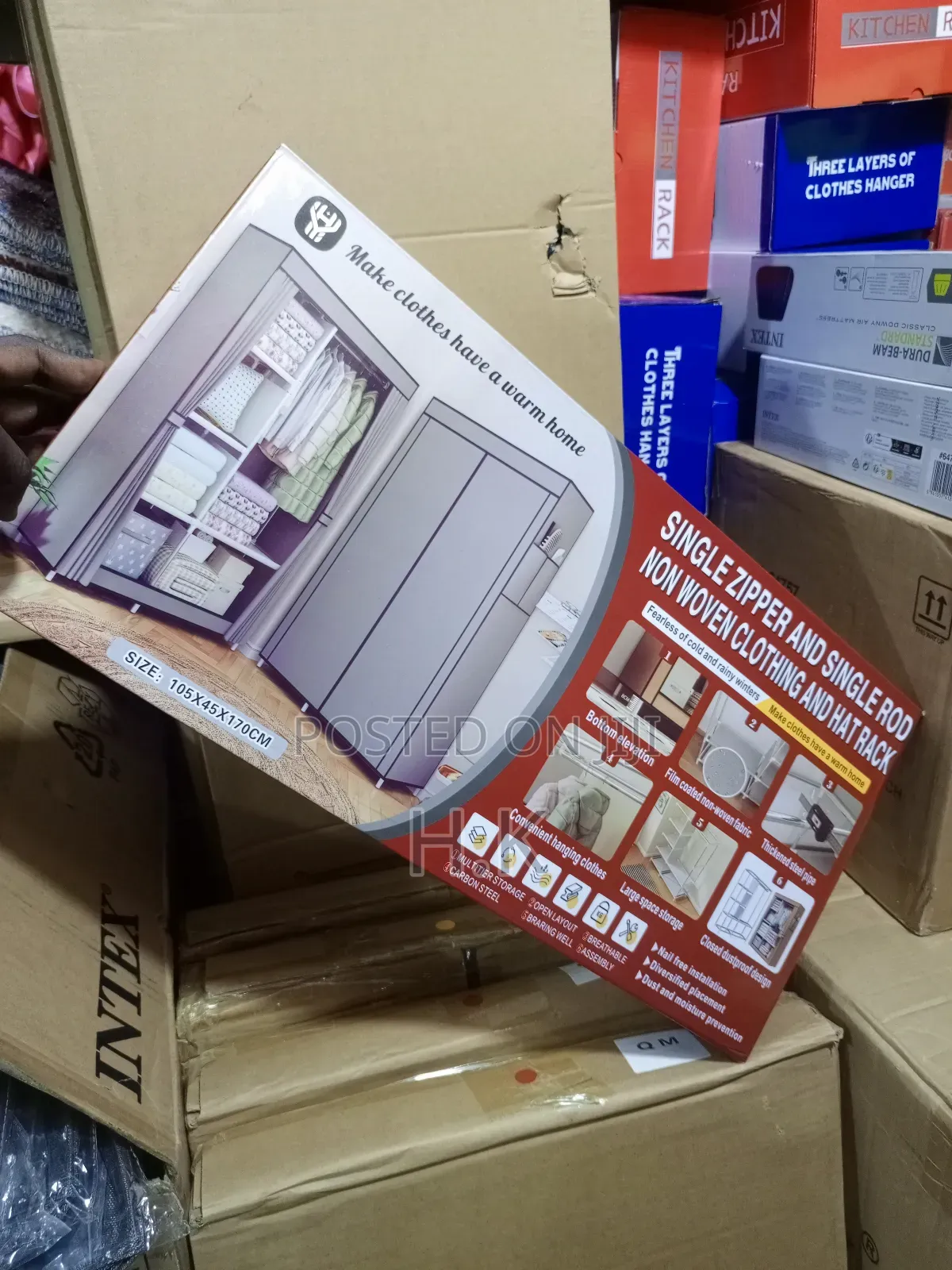 Portable, Non-Woven Fabric Wardrobe With a Steel Frame,