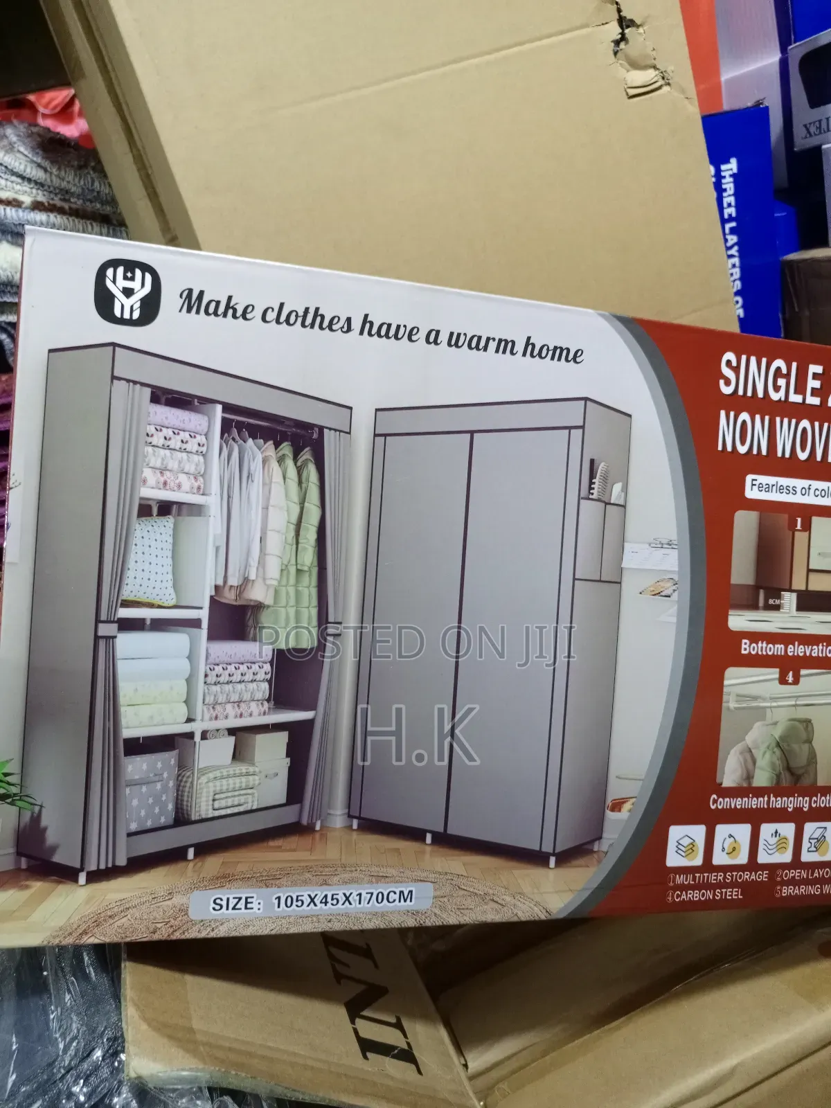 Portable, Non-Woven Fabric Wardrobe With a Steel Frame,