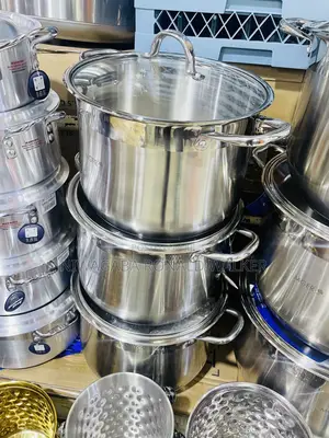 3pc Stainless Steel Pot Set With Lids 17l,19l 23l