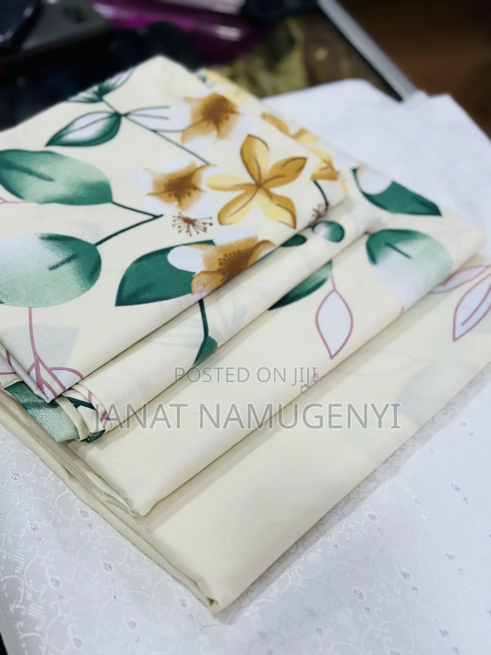 Heavy Cotton Cream Floral Bedsheets