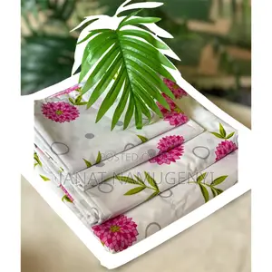 White Cotton Pink Circular Floral Bedsheets