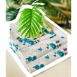 White Cotton Green Small Floral Bedsheets