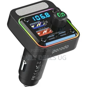 Porodo Quick-Charge Fm Car Charger Dual Usb-C Usb-a- Black