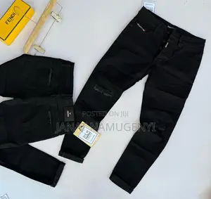 Gucci Plain Black Damage Denim Jeans