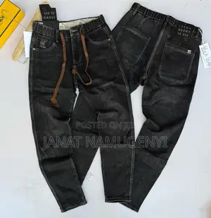 Black Patched Drawstring Jeans