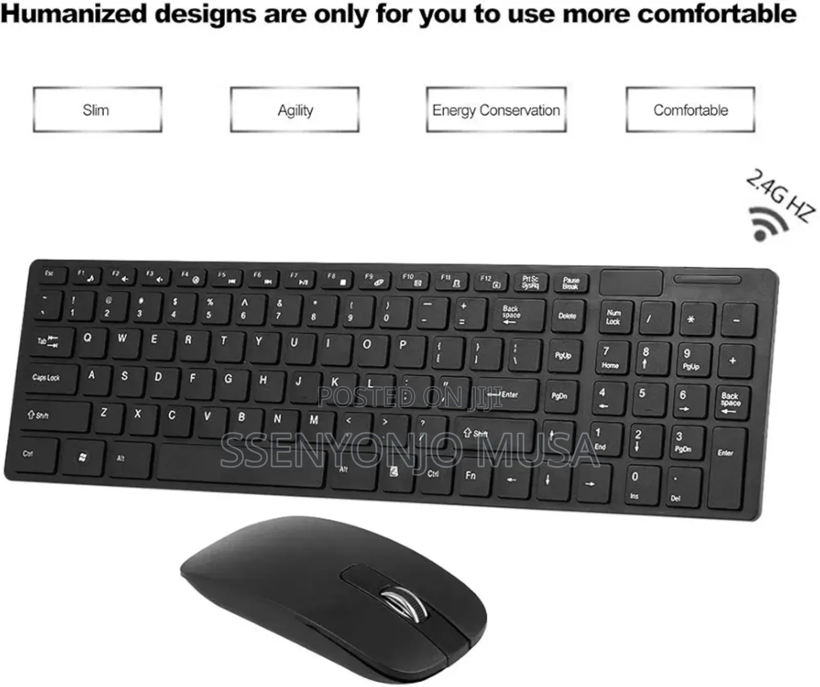K-06 2.4g Wireless Keyboard Mouse Combo - Black, Plug