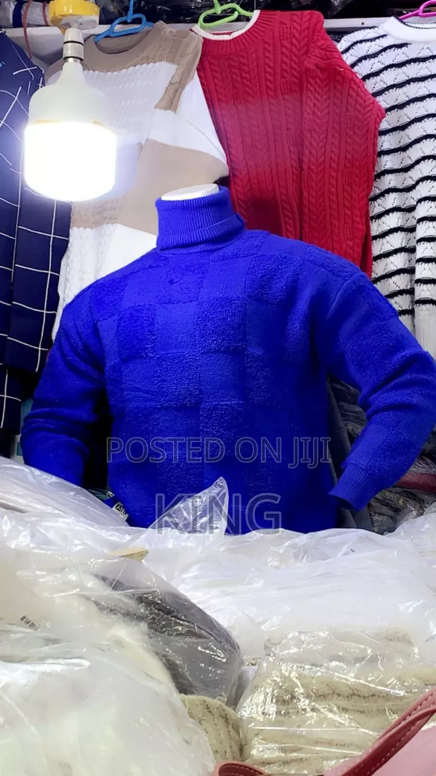 Blue Thick Pull Neck Sweater